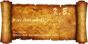 Kun Balambér névjegykártya